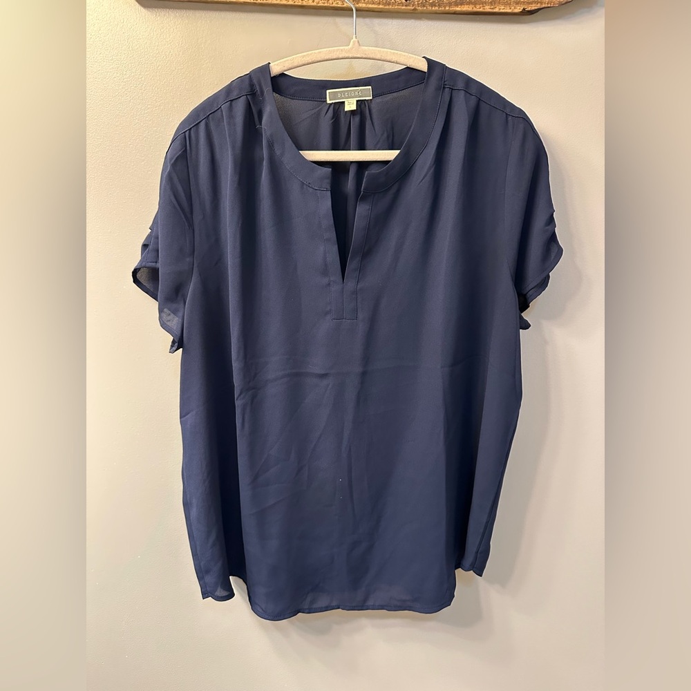 Pleione Navy Blouse Size Large